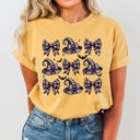 XL Mustard Retro Checkered Bow Coquette Vintage Western Witch Aesthetic Meme Halloween Costume Comfort Colors Tee