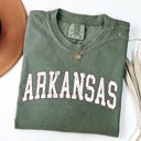 Medium Moss Dark Green Arkansas Football Game Day Tailgate State Pride Featuring Classic University Heraldry Comfort Colors Tee
