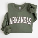 Large Military Green Arkansas Football Game Day Tailgate Party University Spirit State Pride Sweatshirt