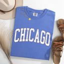 Large Flo Blue Chicago Football Big Game Touchdown Tailgate Party University College Comfort Colors Tee