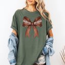 Small Moss Dark Green Football Coquette Girly Sports Game Day Big Game Touchdown Tailgate Party Comfort Colors Tee