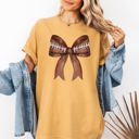 Medium Mustard Football Coquette Girly Sports Game Day Big Game Touchdown Tailgate Party Comfort Colors Tee