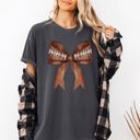 Large Pepper Dark Gray Football Coquette Girly Sports Game Day Big Game Touchdown Tailgate Party Comfort Colors Tee