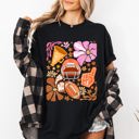 XL Black Football Floral Girly Sports Game Day Tailgate Touchdown Big Game Theme Comfort Colors Tee