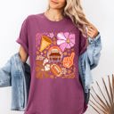 XXL Berry Red Football Floral Girly Sports Game Day Tailgate Touchdown Big Game Theme Comfort Colors Tee