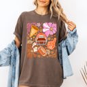 XXXL Espresso Brown Football Floral Girly Sports Game Day Tailgate Touchdown Big Game Theme Comfort Colors Tee