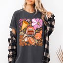 Medium Pepper Dark Gray Football Floral Girly Sports Game Day Tailgate Touchdown Big Game Theme Comfort Colors Tee