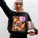 XL Black Football Floral Girly Sports Game Day Big Game Touchdown Tailgate Party Sweatshirt
