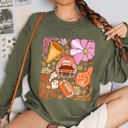 XL Military Green Football Floral Girly Sports Game Day Big Game Touchdown Tailgate Party Sweatshirt
