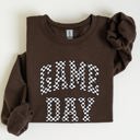 Small Dark Chocolate Brown Game Day Checkered Football Tailgate Party Touchdown Sports Big Game Graphic Sweatshirt