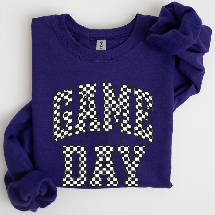 Game Day Checkered Football Tailgate Party Touchdown Sports Big Game Graphic Sweatshirt