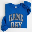 Large Royal Blue Game Day Checkered Football Tailgate Party Touchdown Sports Big Game Graphic Sweatshirt