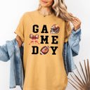  Game Day Coquette Ribbon Girly Football Sports Big Game Touchdown Tailgate Party Comfort Colors Tee