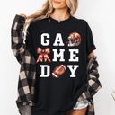 Large Black Game Day Coquette Ribbon Girly Football Sports Big Game Touchdown Tailgate Party Comfort Colors Tee