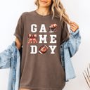 Medium Espresso Brown Game Day Coquette Ribbon Girly Football Sports Big Game Touchdown Tailgate Party Comfort Colors Tee