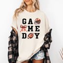 Small Ivory Cream Game Day Coquette Ribbon Girly Football Sports Big Game Touchdown Tailgate Party Comfort Colors Tee