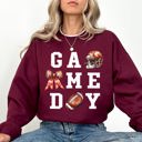  Game Day Coquette Ribbon Girly Football Sports Big Game Touchdown Tailgate Party Sweatshirt