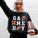 XL Black Game Day Coquette Ribbon Girly Football Sports Big Game Touchdown Tailgate Party Sweatshirt