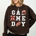 Large Dark Chocolate Brown Game Day Coquette Ribbon Girly Football Sports Big Game Touchdown Tailgate Party Sweatshirt