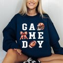 XL Navy Game Day Coquette Ribbon Girly Football Sports Big Game Touchdown Tailgate Party Sweatshirt