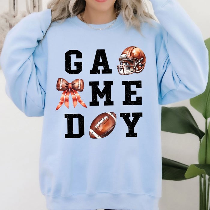 Game Day Coquette Ribbon Girly Football Sports Big Game Touchdown Tailgate Party Sweatshirt