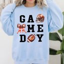 XXXL Light Blue Game Day Coquette Ribbon Girly Football Sports Big Game Touchdown Tailgate Party Sweatshirt