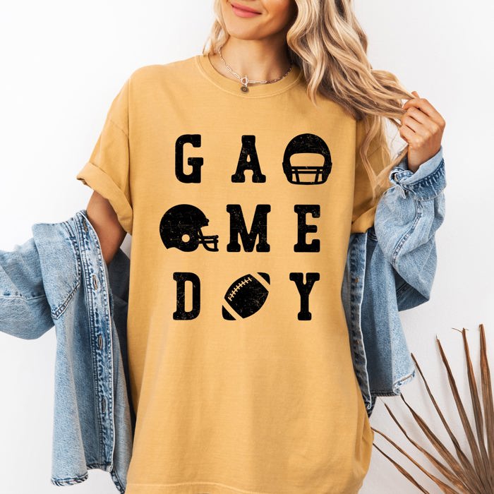Game Day Football Helmet Tailgate Party Touchdown Big Game Sports Fan Edition Comfort Colors Tee