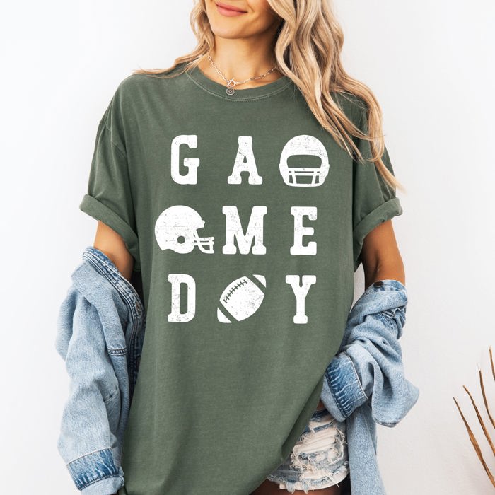 Game Day Football Helmet Tailgate Party Touchdown Big Game Sports Fan Edition Comfort Colors Tee