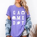 Medium Violet Purple Game Day Football Helmet Tailgate Party Touchdown Big Game Sports Fan Edition Comfort Colors Tee