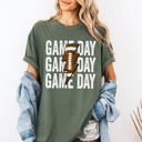 Small Moss Dark Green Game Day Lightning Bolt Football Graphic Design For Tailgate Party Theme Comfort Colors Tee