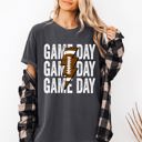 Large Pepper Dark Gray Game Day Lightning Bolt Football Graphic Design For Tailgate Party Theme Comfort Colors Tee