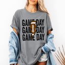 Small Granite Game Day Lightning Bolt Football Graphic Design For Tailgate Party Theme Comfort Colors Tee