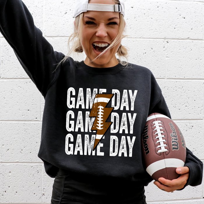 Game Day Lightning Bolt Football Sports Big Game Touchdown Tailgate Party Sweatshirt