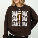 XXL Dark Chocolate Brown Game Day Lightning Bolt Football Sports Big Game Touchdown Tailgate Party Sweatshirt