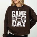 Small Dark Chocolate Brown Game Day Varsity Football Tailgate Party Big Game Touchdown Celebration Sweatshirt