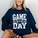 Large Navy Game Day Varsity Football Tailgate Party Big Game Touchdown Celebration Sweatshirt