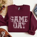 Small Maroon Game Day Vintage Football Sports Big Game Touchdown Tailgate Party Crew Sweatshirt