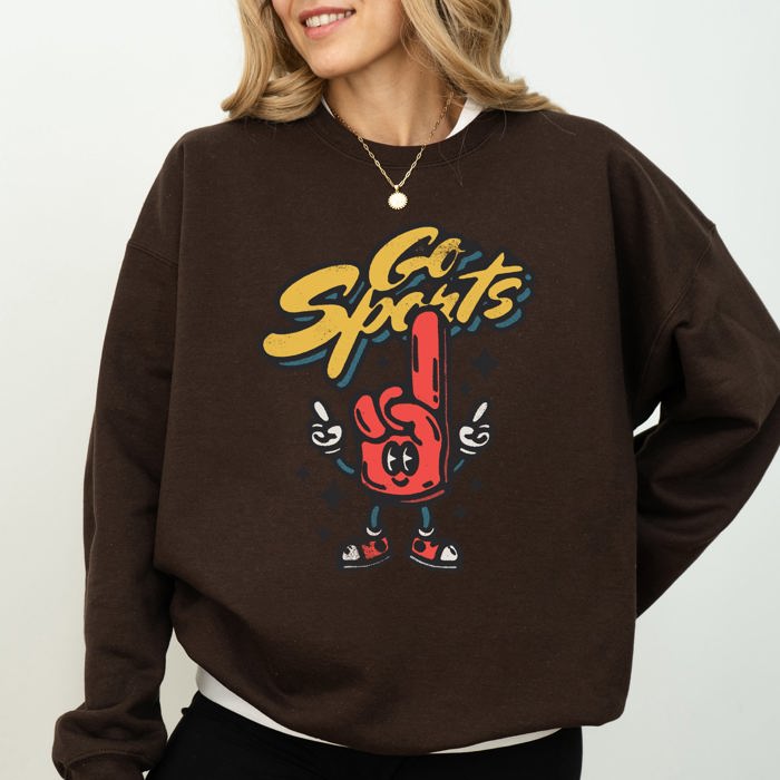 Go Sports Foam Finger Funny Football Baseball Soccer Basketball Tailgate Party Sweatshirt