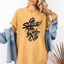 Small Mustard Go Sports Tailgate Party All Sports Theme Graphic Celebration Comfort Colors Tee