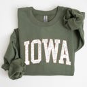 Large Military Green Iowa Football Game Day Tailgate Party State University Pride Campus Spirit Sweatshirt