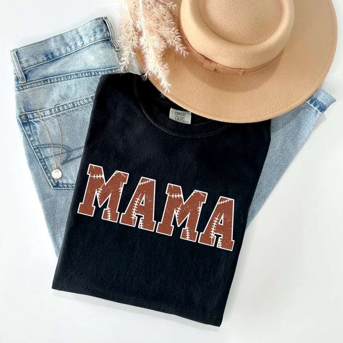 Mama Football Sports Game Day Big Game Touchdown Tailgate Party Comfort Colors Tee