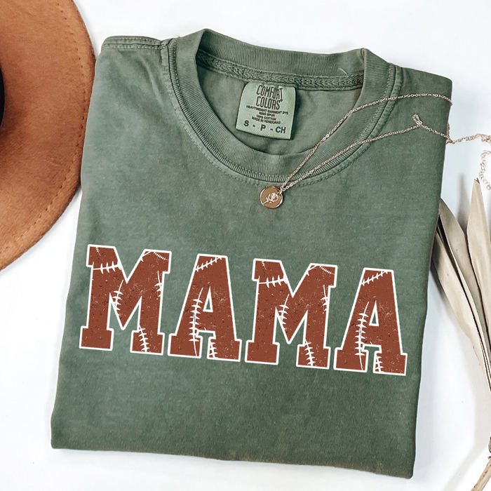 Mama Football Sports Game Day Big Game Touchdown Tailgate Party Comfort Colors Tee