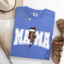 Large Flo Blue Mama Lightning Bolt Checkered Football Sports Game Day Tailgate Party Comfort Colors Tee