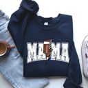 XL Navy Mama Lightning Bolt Checkered Football Sports Game Day Big Game Touchdown Tailgate Party Sweatshirt
