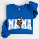 XXL Royal Blue Mama Lightning Bolt Checkered Football Sports Game Day Big Game Touchdown Tailgate Party Sweatshirt