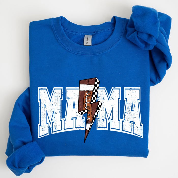 Mama Lightning Bolt Checkered Football Sports Game Day Big Game Touchdown Tailgate Party Sweatshirt
