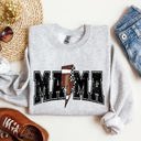 XXXL Ash Light Gray Mama Lightning Bolt Checkered Football Sports Game Day Big Game Touchdown Tailgate Party Sweatshirt
