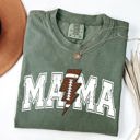Medium Moss Dark Green Mama Lightning Bolt Football Sports Game Day Big Game Touchdown Tailgate Party Comfort Colors Tee