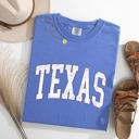 Large Flo Blue Texas Football Game Day Tailgate Spirit for State University and College Fans Comfort Colors Tee