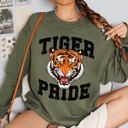 XXL Military Green Tiger Pride Football Game Day Tailgate Touchdown Graphic Team Spirit Premium Sweatshirt